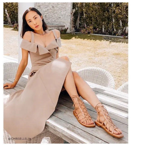 STUART WEITZMAN Kora Women’s 8 Tan Sandals Gladiator Lace Up Shimmer Vacation - Picture 2 of 11